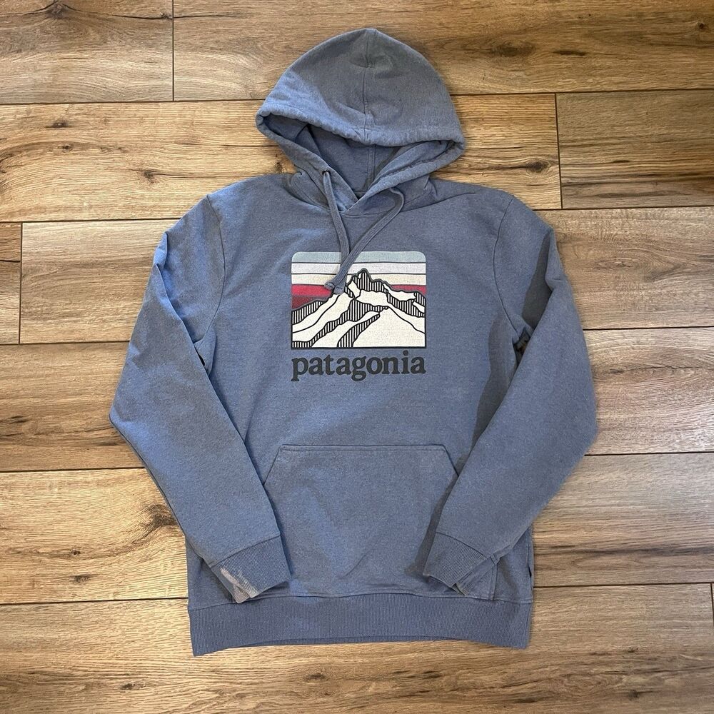 Patagonia Uprisal Hoody Hoodie Blue Gray Logo Pullover Sweatshirt Men's M